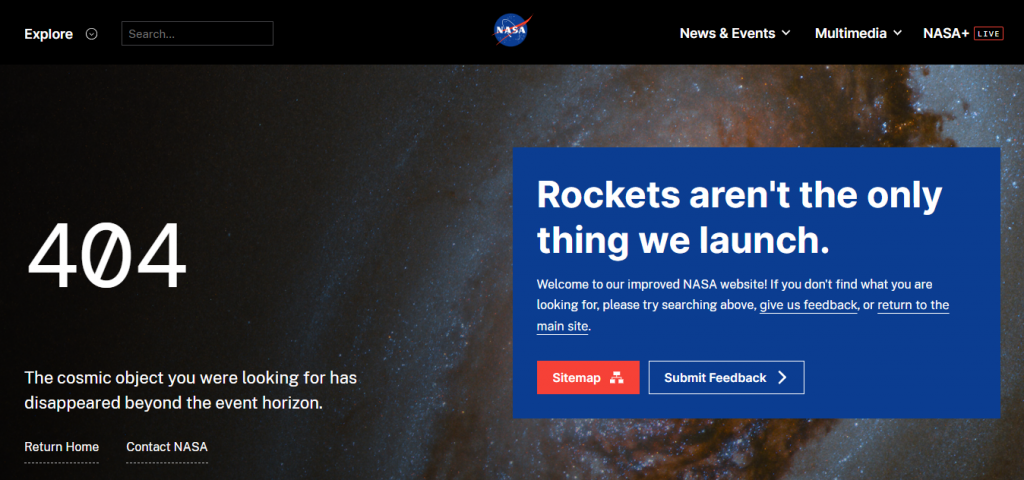 404 page from NASA